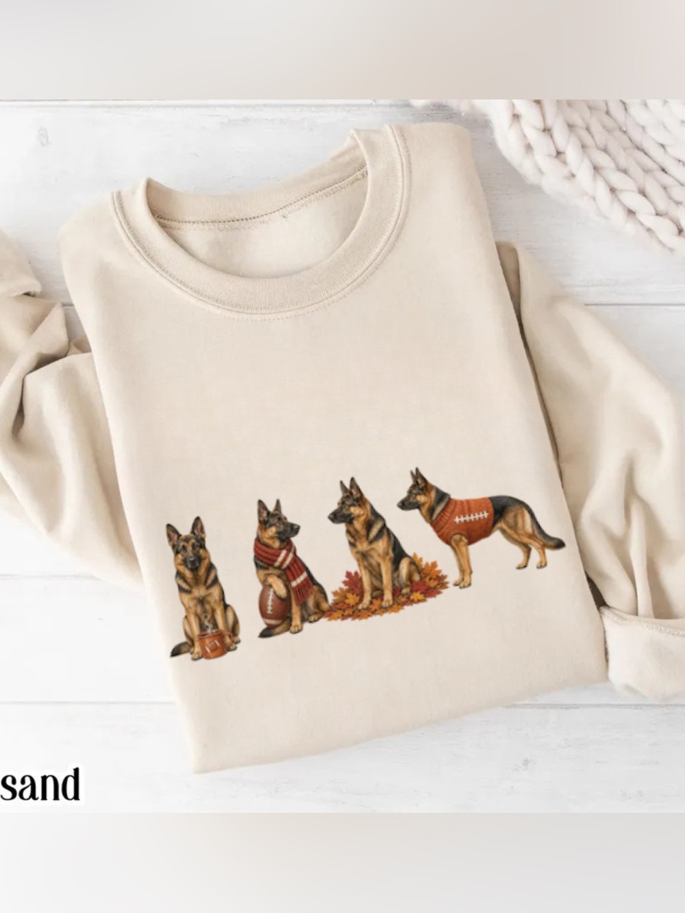 Halloween German Shepherd Graphic Dog Sweatshirt - Vintage Off White
